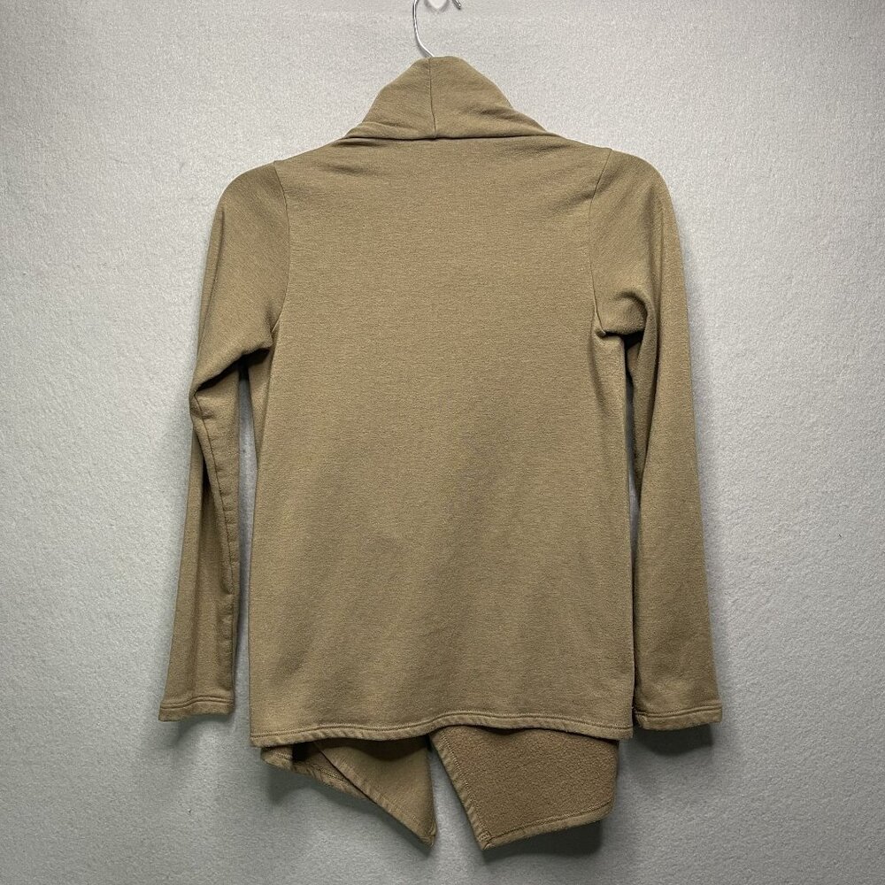 Bobeau Fly Away Cardigan One Button Brown Wmn Petite XS Asymmetrical Wrap Fleece - Picture 3 of 6
